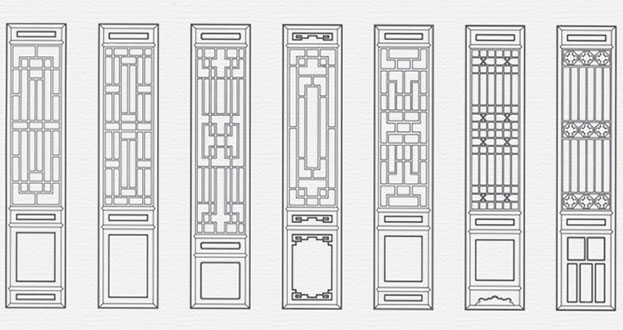 源城常用中式仿古花窗图案隔断设计图